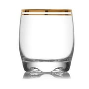 LAV 9.8 Ounce Gold Rimmed Whiskey Glasses | Adora Collection ? Beautiful Seamless Construction ? Weighted Bottom Prevents Tipping ? Great Gift ? Set of 6 Large Glass Whisky Tumblers