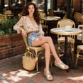 thumbnail image 2 of Ecetana Womens Slide Sandals Leather Wedge Sandals Comfortable Summer Beach Sandals Orthopedic, 2 of 6