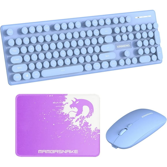 Wireless Keyboard Mouse Combos, Typewriter Flexible Keys Office Full-Sized Keyboard, Bluetooth 5.1&2.4G Wireless Dual