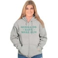 thumbnail image 3 of Mermaids Have More Fun Beach Vibes Womens Plus Size Graphic Zipper Hoodie Brisco Brands 4X, 3 of 5