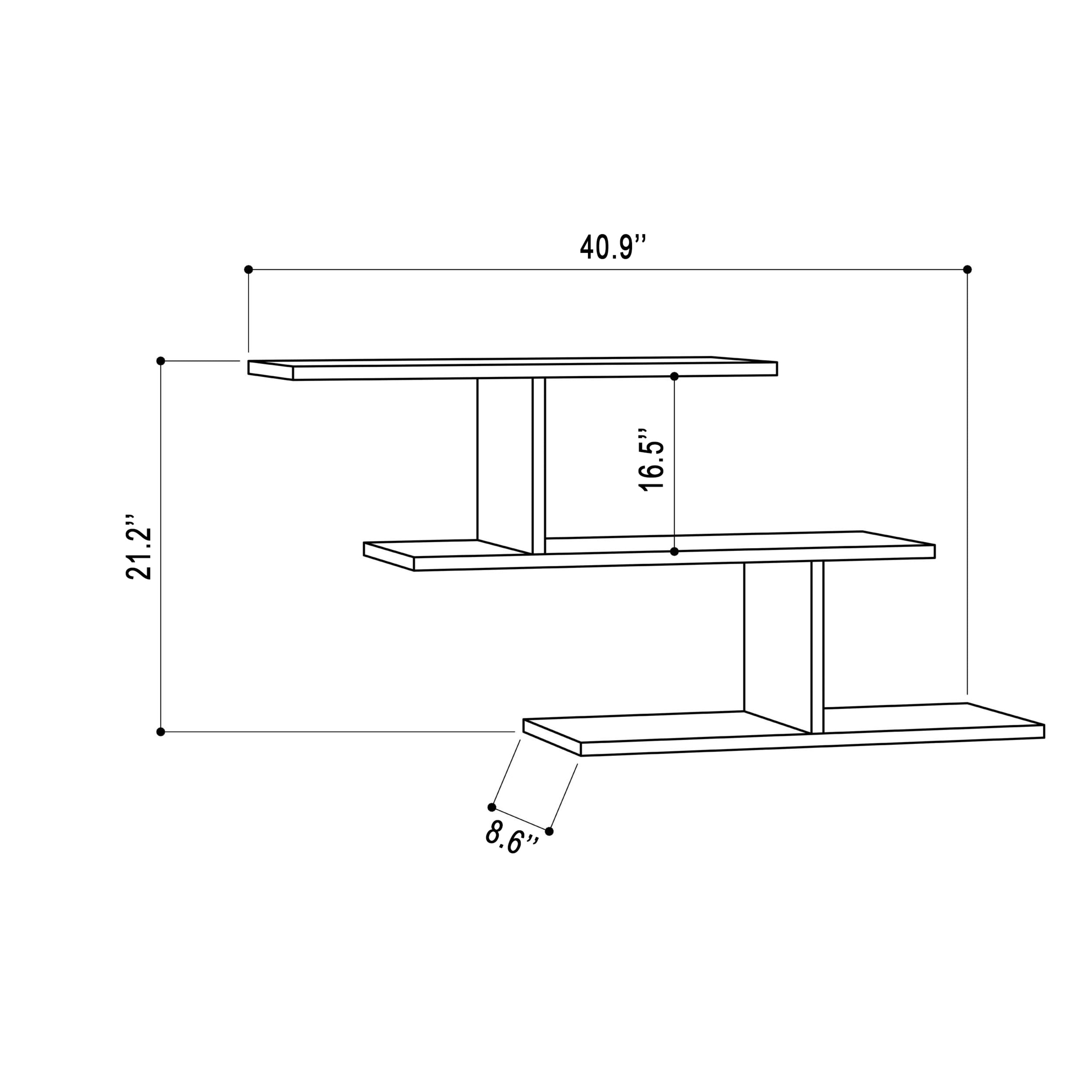 Ada Home Decor Furniture 40.94" 2 Tier Anthracite Worthen Modern Wall Shelf