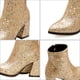 thumbnail image 2 of 1 par de botines de tacón alto con lentejuelas y punta puntiaguda para mujer con cremallera lateral, 2 of 6