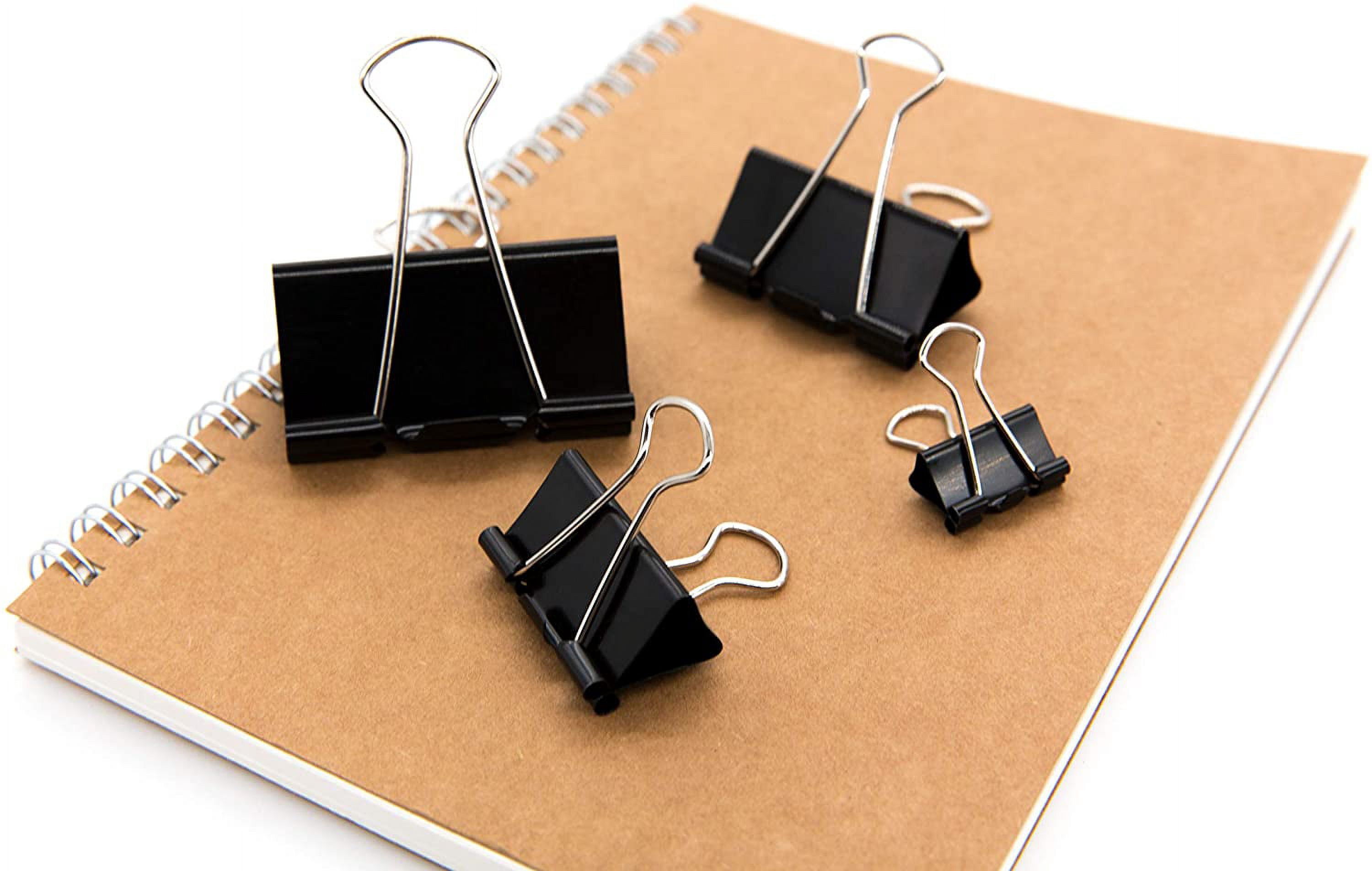 Binder Clips Paper Clamps Assorted Sizes 100 Count (Black), X Large, Large, Medium, Small, X Small and Micro, 6 Sizes in One Pack, Meet Your Different Using Needs.