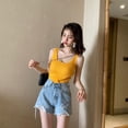 thumbnail image 3 of Outdoor Beach Vacation Sweet Casual Spice Girl Women Trendy Vest Sleeveless Tank Top Short Top Backless Sling BLUE, 3 of 8