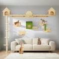 thumbnail image 3 of Uforic 21-Piece Wall-Mounted Cat Tower with 3 Houses, 6 Scratching Posts, Tunnels & Shelves – Solid Pine Wood for Large Cats, Space-Saving Vertical Cat Furniture, 3 of 9