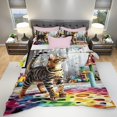 thumbnail image 3 of Cartoon Kawaii Cat Comforter Set Twin Size 3D Animals Flower Toddler Bedding Set Cat Lovers Animal Bubble Design Quilt Bed Set for Girls Kids Teens Cat Lovers Animal Decor Bedroom, 3 of 6