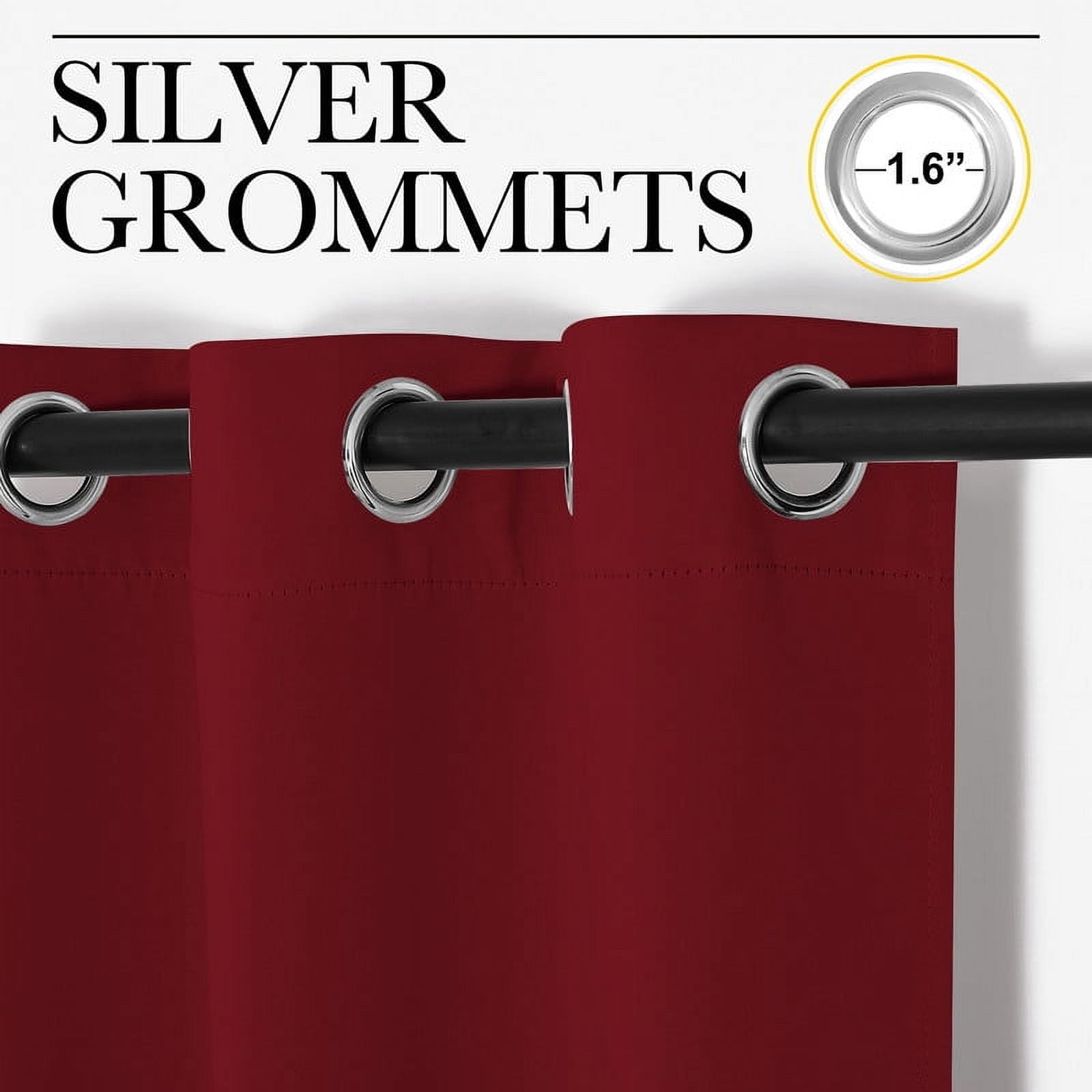 NICETOWN Blackout Curtains Grommet Noise Reducing Thermal Insulated Solid Drapes, W52 x L95, Set of 2, Burgundy Red