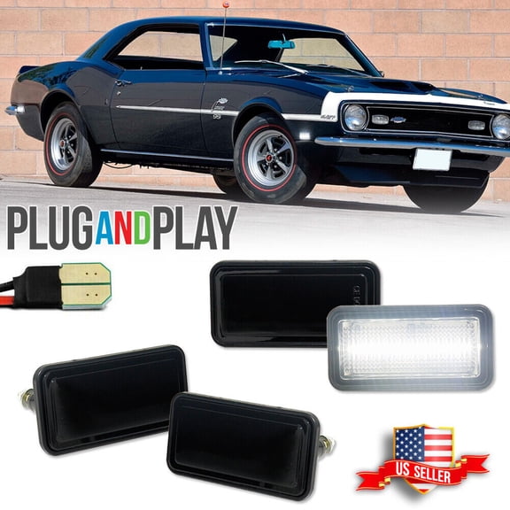 GTINTHEBOX For 1968-1969 Camaro Impala Nova Smoked White LED Front & Rear Side Marker Lights 4x