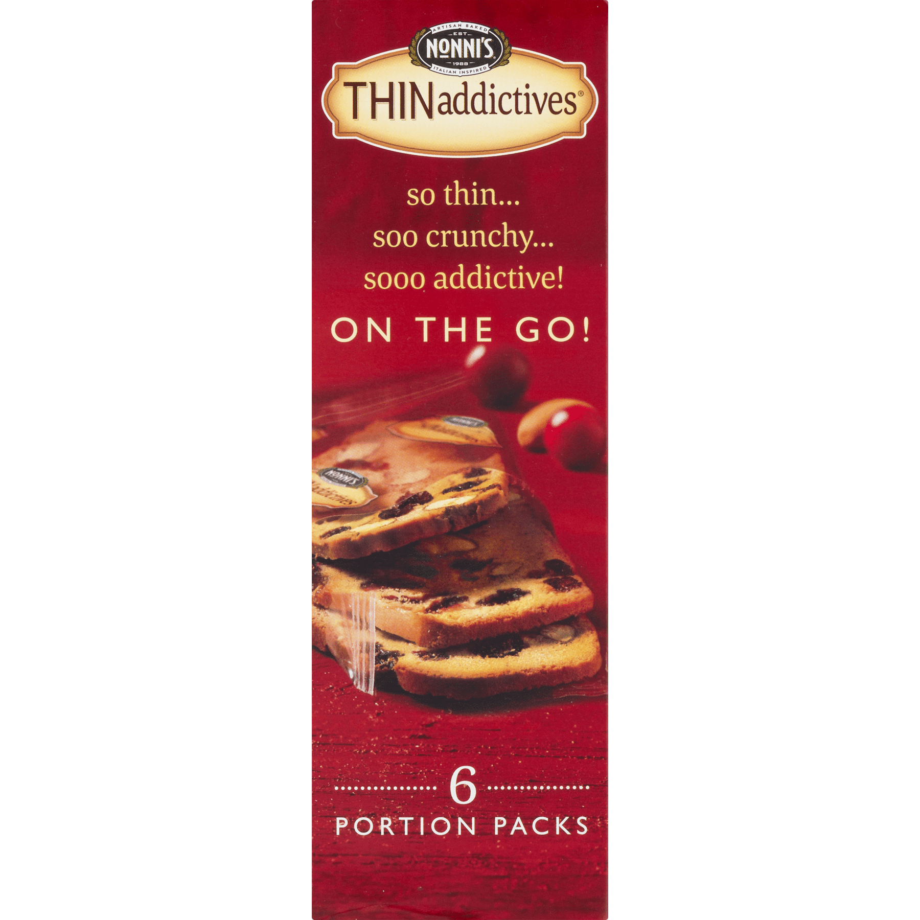 4.4 Ounce 6 Count Nonnis THINaddictives Thin Cookies Cranberry Almond