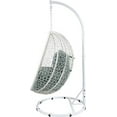thumbnail image 3 of ACME Simona Hanging Chair, Green Fabric & White Wicker, 3 of 5