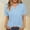 Blue B, variant on Cotton Linen Shirts for Women Plus Size V-Neck Quarter Button T-Shirts Casual Trendy Solid Color Tee Tops, S-3XL
