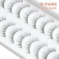 thumbnail image 4 of Natural Lashes Wispy Eyelashes Natural Look Short Lashes Pack 12mm Eyelashes C Curl False Lashes Thinner Band 3D Volume Fake Eyelashes 7 Pair Siligli, 4 of 15