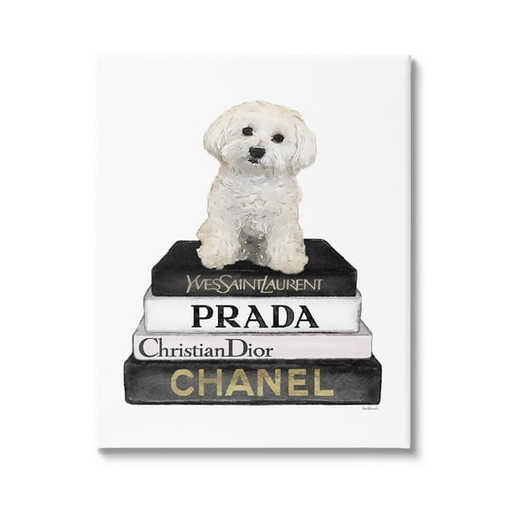 Stupell Industries Maltese Dog Glam Pet Fashion Bookstack ,24 x 30, Design by Amanda Greenwood