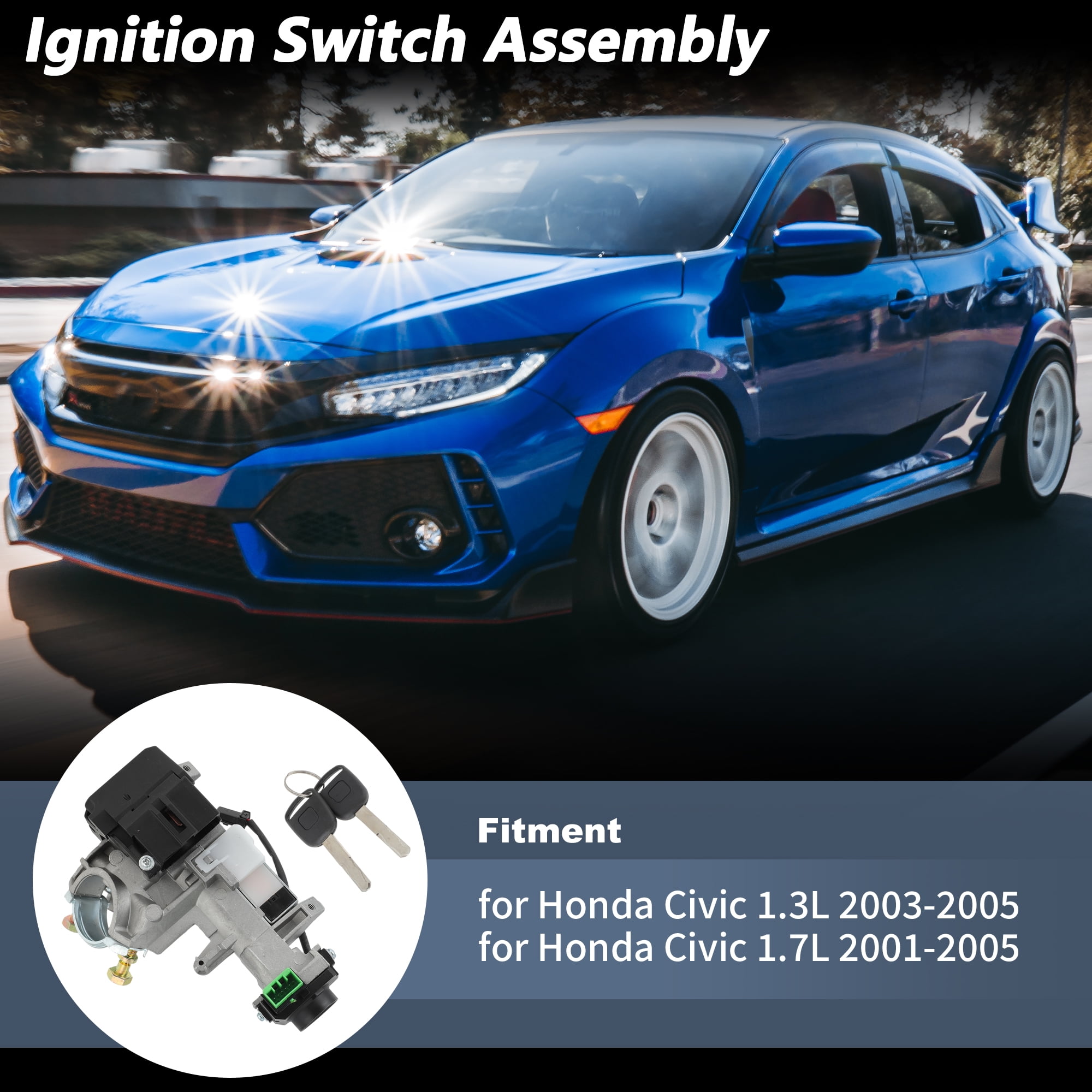 Ignition Lock Cylinder for Honda Civic 1.3L 2003-2005 Ignition Switch Cylinder Barrel Lock with 2 Key No.35100S5AA82/35100S5AA31