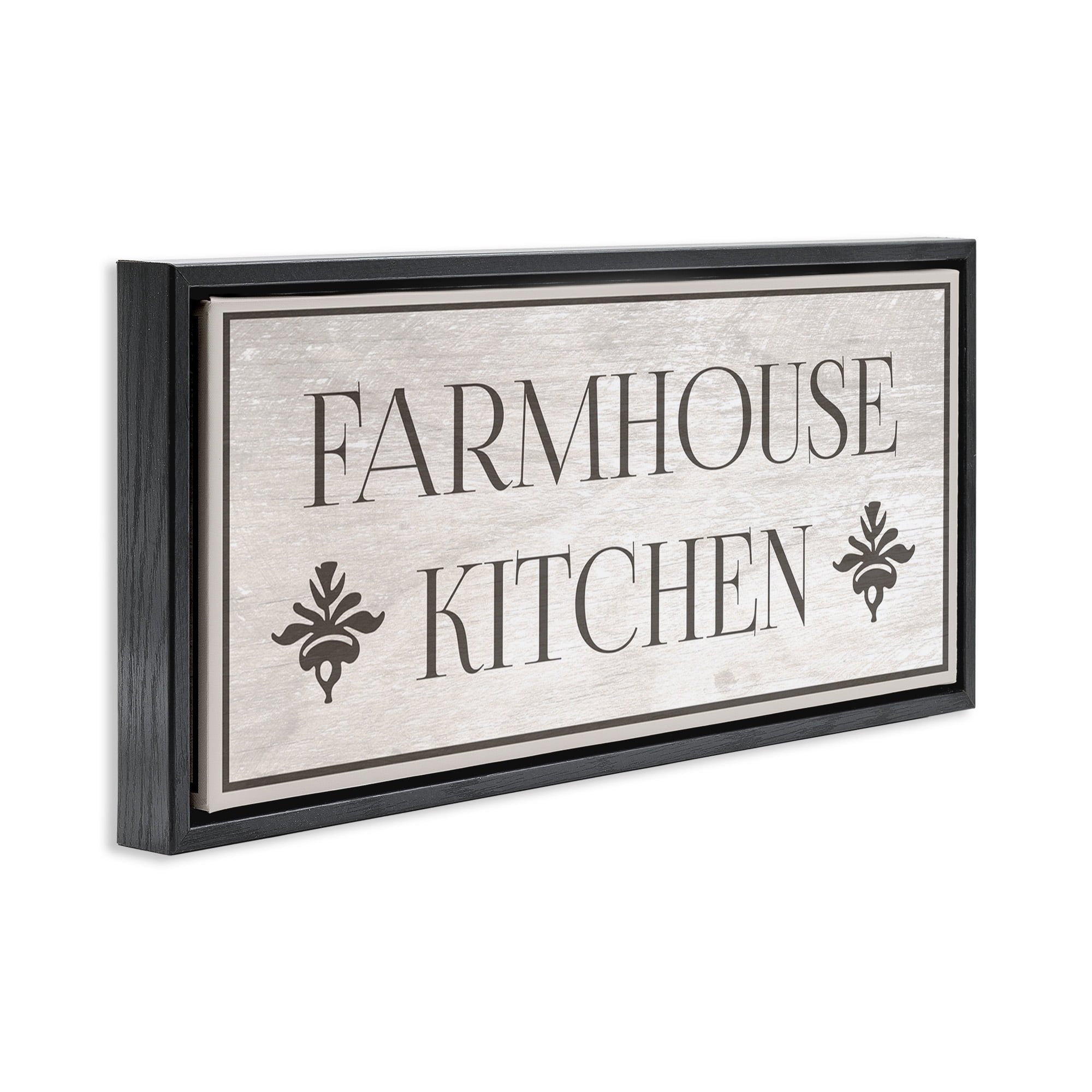 Stupell Industries Farmhouse Kitchen Typography Typography Painting Black Floater Framed Canvas Art Print Wall Art, 25 x 11
