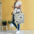 thumbnail image 4 of FORMRS Womens Canvas Tote Bag with Zipper Inner Pocket Shoulder Handbag, Light Floral, 4 of 7