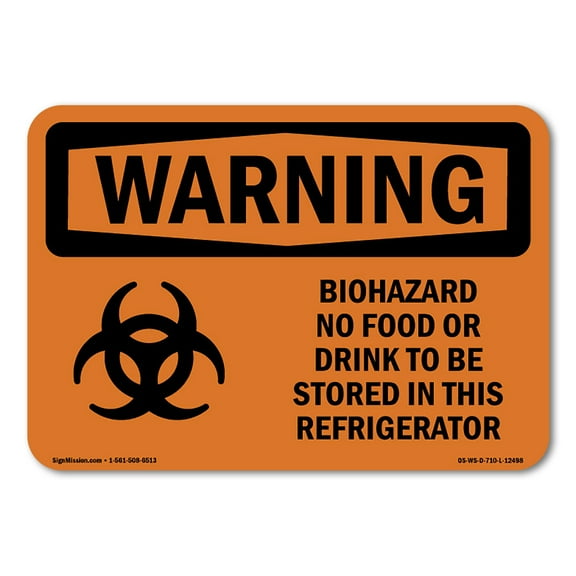 OSHA WARNING Sign - Biohazard No Food Or Drink | Decal | Protect Your Business, Construction Site, Warehouse & Shop Area | Made in the USA
