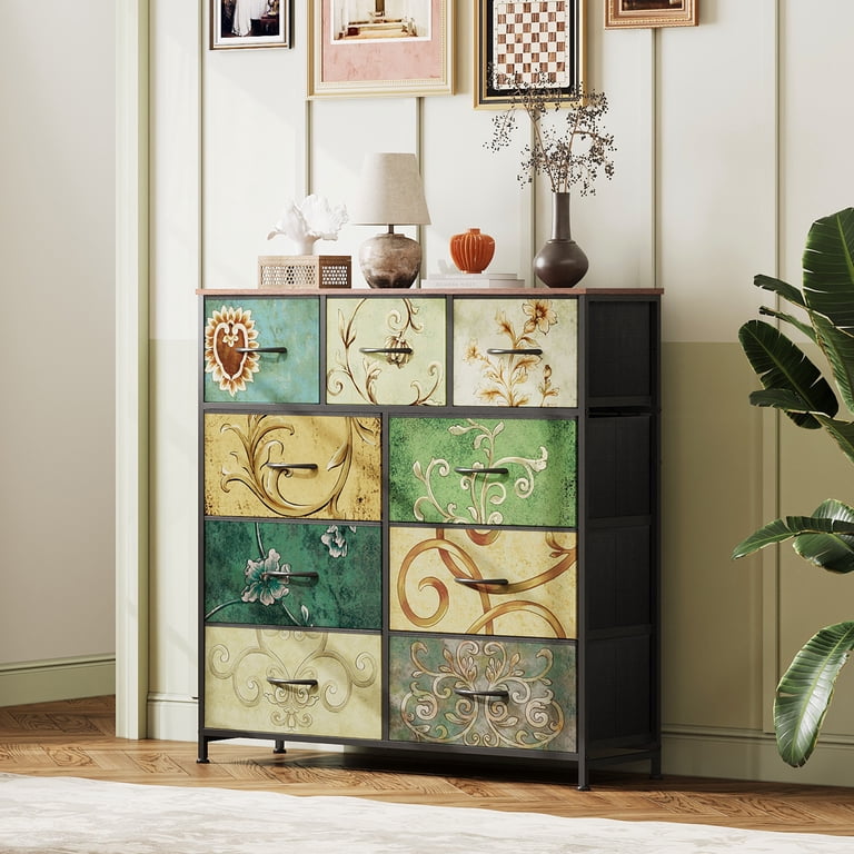 GALAXHERO 9-Drawer Fabric Storage Tower, Floral photo 2