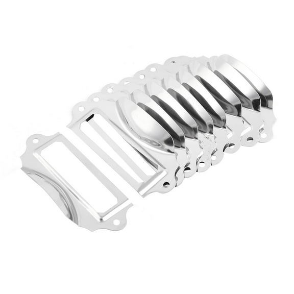 Unique Bargains Home Metal Drawer Cabinet Box Tag Frame Label Pull Handles Silver Tone 10 Pcs