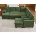 thumbnail image 3 of CHIC HOUSE 106" Modular Sofa with Pull Out Bed, Corduroy Sectional Convertible L-Shaped Sleeper with Storage Ottoman,11 Seater Reversible Chaise Couches,Green, 3 of 6