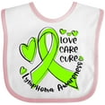 thumbnail image 3 of Inktastic Love, Care, Cure Lymphoma Awareness Lime Green Ribbon Hearts Boys or Girls Baby Bib, 3 of 4
