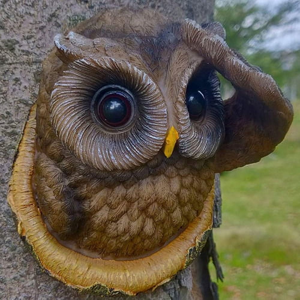 Zhaomeidaxi Tree Faces Garden Decor Owl Tree Hugger Polyresin Outdoor Owl Decor Owl Statue Outdoor Clearance Garden Peeker Yard Art Decoration for Garden Decoration