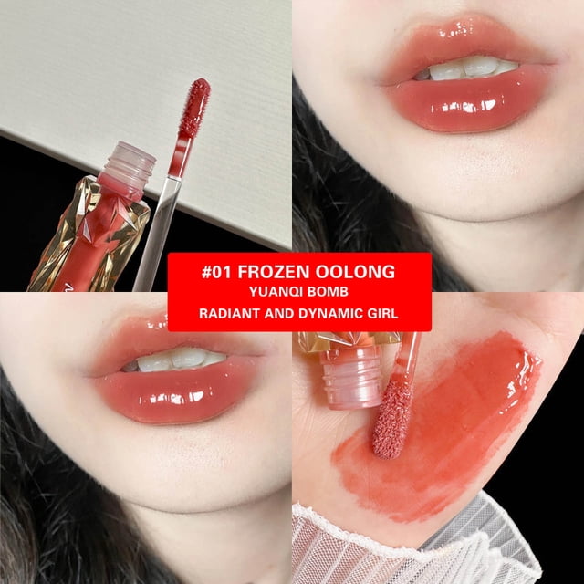 Xihbxyly Brillo Labial Líquido, Fórmula Antiadherente de Larga Duración, Extractos Vegetales Hidratantes, Textura Suave y Sedosa, Hidratación Durante Todo El Día, Ideal para Mujeres y Niñas, Envase P