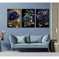 thumbnail image 2 of Blue And Gold Rose Canvas Wall Art Elegant Blooming Rose Floral Pictures Wall Decor Abstract Flower Posters Prints Paintings for Office Bedroom Bathroom（Only canvas）, 2 of 6