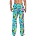 thumbnail image 4 of FREEAMG Colored Tropical Butterflies Pajama Pants for Men, Men's Separate Bottoms, Pure Cotton Comfortable Lounge Pants, 4 of 7