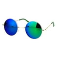 thumbnail image 1 of Reflective Color Mirrored Hippie Groove Round Circle Lens Retro Sunglasses Gold Teal, 1 of 4