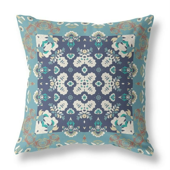 Amrita Sen Broadcloth Zippered Pillow With Gray Blue Finish CAPL263BrCDSZP16x16