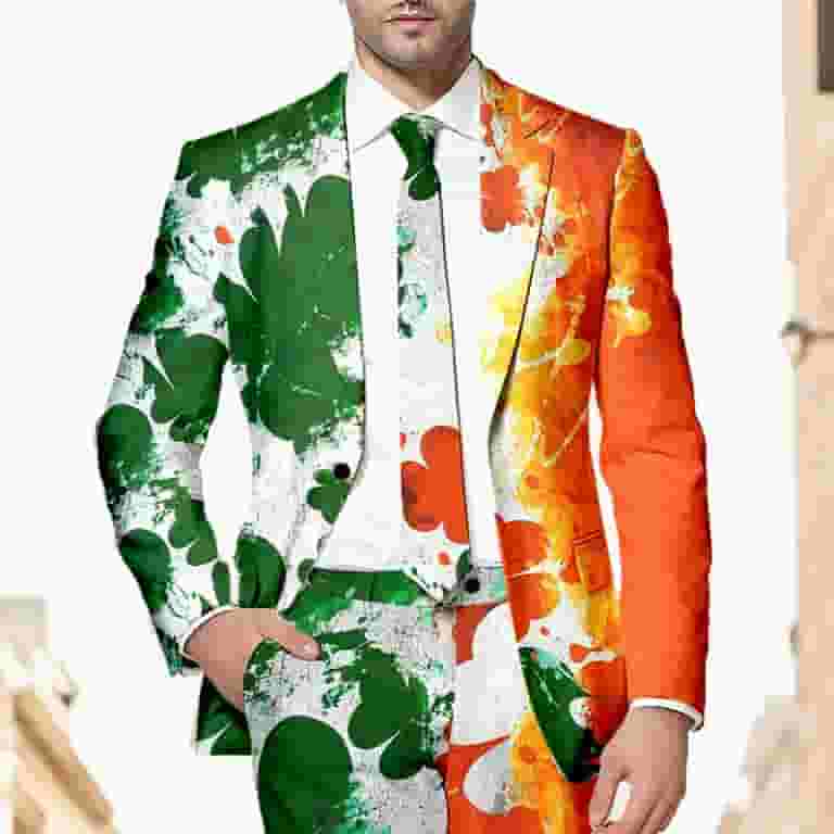 【送料無料/即納】 Toimothcn Men's Sports Blazers Fashion Green Four-Leaf Clothing