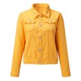 thumbnail image 4 of Baberdicy Denim Jacket Women Vintage Lapel Button Down Long Sleeve Pocket Distressed Crop Denim Shirt Jean Jacket Teen Girls Coat Denim Jacket Yellow, 4 of 7