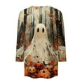 thumbnail image 5 of WTOBBY Women's Bat Element Print Round Neck 3/4 Sleeve Casual Top Halloween Themed Blouse for Fall Fashion and Seasonal Holiday Parties,Orange 2XL, 5 of 5