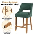 thumbnail image 3 of ClinQ 26'' Counter Height Bar Stools Set of 3, Upholstered Bar Stools With Walnut Curved Footrest， Modern Counter Stools with Back for Kitchen Island ，Green, 3 of 6