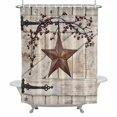 thumbnail image 2 of Village Stars Shower Curtain for Bathroom Decor, Vintage Rust Yellow Star Berry Beige Barn Doors Waterproof Fabric Shower Curtain, 72"x72" Set with 12 Hooks, 2 of 9