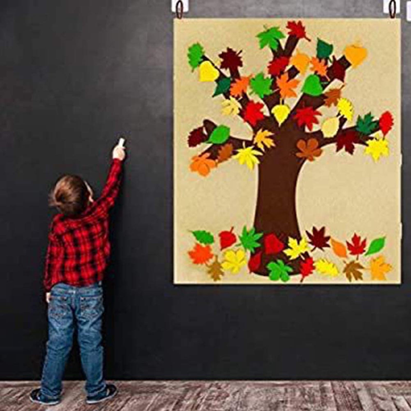 Planche De Feutrine Arbre D'Automne - Kit Artisanat Thanksgiving - Décoration Feuilles Automne Pour Enfants