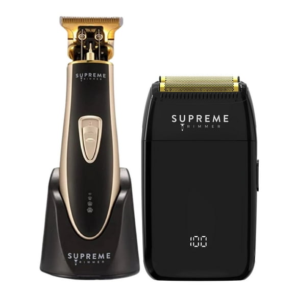 Supreme Trimmer 2-in-1 Crunch Lite Foil Shaver & T-Shaper Trimmer | ST5210 Beard Trimmer & STF600 Electric Razor | Travel Hair Trimmer Set | Black & Gold