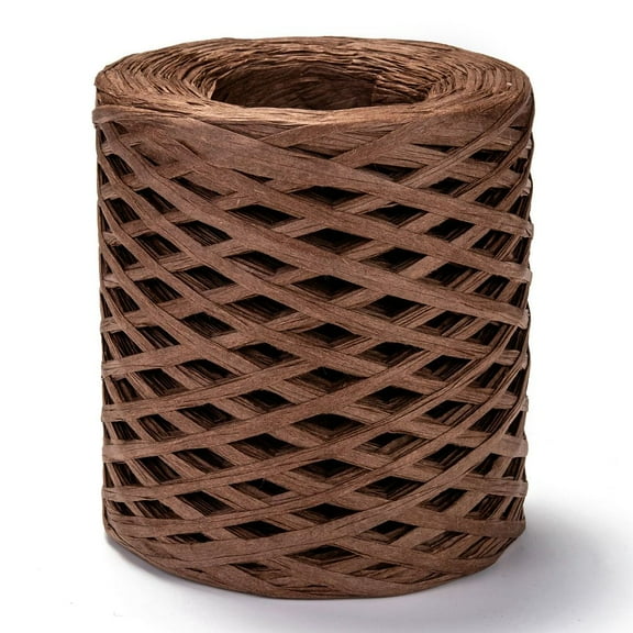 5rolls Raffia Ribbon Packing Paper String for Gift Wrapping Party Decor Craft Weaving Saddle Brown 3~4mm about 200m/roll