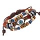 thumbnail image 1 of pulsera En Cuir De Vachette Avec Perles (marron), Diseño Extraíble, Cadeau De Nol, De Vacances Ou D'anniversaire, 1 of 5