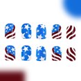 thumbnail image 6 of Independence Day Press on Nails Medium Square Fake Nails Patriotic Flag Patter False Nails Full Cover Glossy Stick on Nails Reusable Acrylic Nails for Women 4th of July Manicure Art, 6 of 7