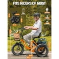 thumbnail image 4 of ESKUTE T300 E Trike Electric Tricycle for Adults, 750W Brushless Motor 18MPH+ Fat Tire Folding Trike, Step-Thru 3 Wheel Electric Bicycle, Orange with Phone Holder Bag & Mirrors & Lock, UL2849, 4 of 8