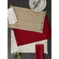 thumbnail image 6 of Contemporary Home Living Woven Rectangular Placemats with Fringes - 19" - Cream - Set of 6, 6 of 6