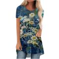 thumbnail image 2 of Blouse à Manches Courtes Grande Taille pour Femmes Mode Été Décontractée Col Rond Manches Courtes Imprimée Hauts Blouse T-shirt Col en V Femmes en Solde, 2 of 8