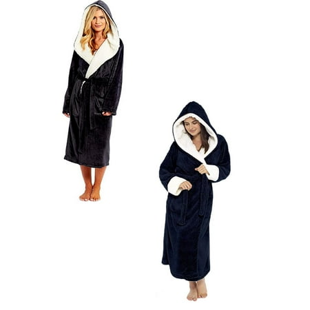

Dtydtpe Women Winter Plush Lengthened Shawl Bathrobe Home Clothes Long Sleeved Robe Coat Night Sleep Shirts for *2PCS