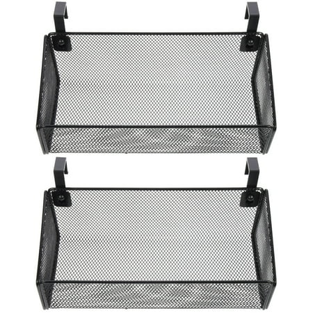 MERRYHAPY Black Metal Wall-Mounted Hanging Organizer for Bedside Storage 2-Pack Space-Saving Storage Solution