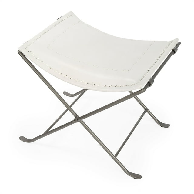Butler Tabouret en Cuir Blanc Melton