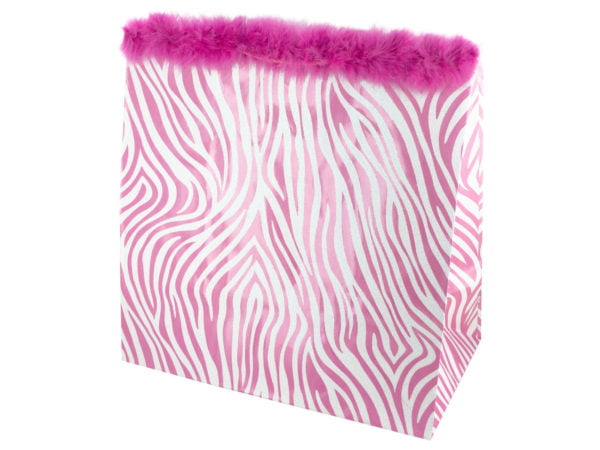 pack of 25 LUXURY PAPER CARRIER BAGS GLOSSY with TWISTED HANDLE Pink Zebra 