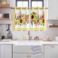 thumbnail image 2 of Sunflower Kitchen Curtains Window Panels, Pink Yellow Floral Elegant Pastoral Checkered Insulated Window Treatment Curtain, Grommet Curtains for Bedroom/Living Room/Bathroom, 2 Piece 52"Wx45"L, 2 of 8