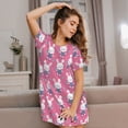 thumbnail image 3 of Lsque Rabbit Holding Flowers Pattern Nightgowns for Women Sleep Shirts Short Sleeve Nightshirt Pullover Nightdress Soft Sleepwear Relaxed Fit Nightdress, 3 of 6